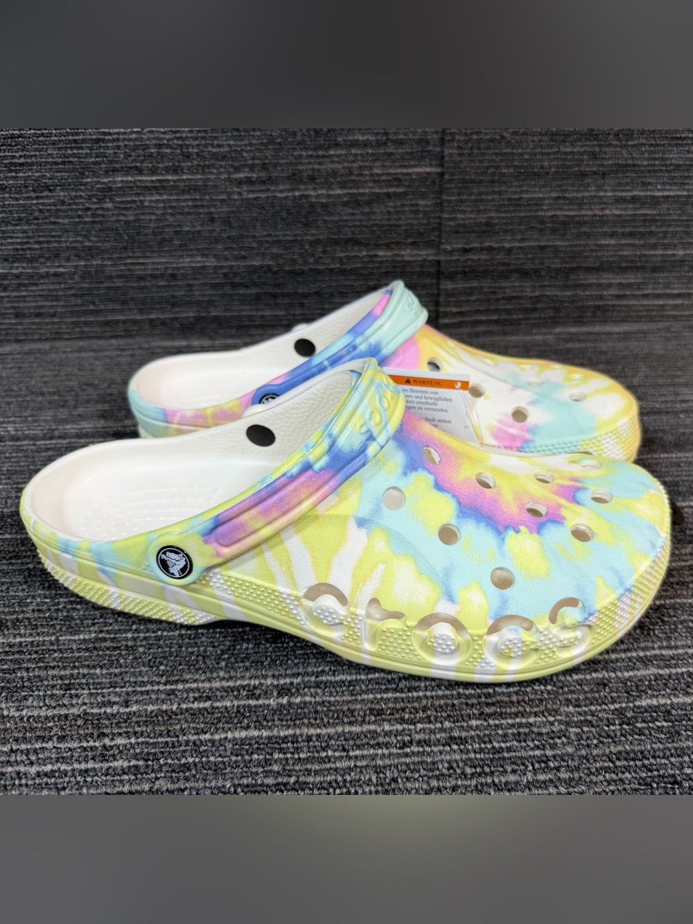 CROCS Baya Tie-Dye Clogs in Pastel Yellow, Blue & Pink Men’s 13 New